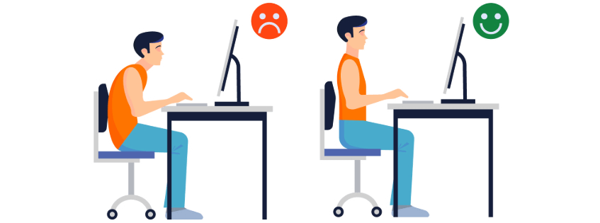 Ilustración de como sentarse correctamente