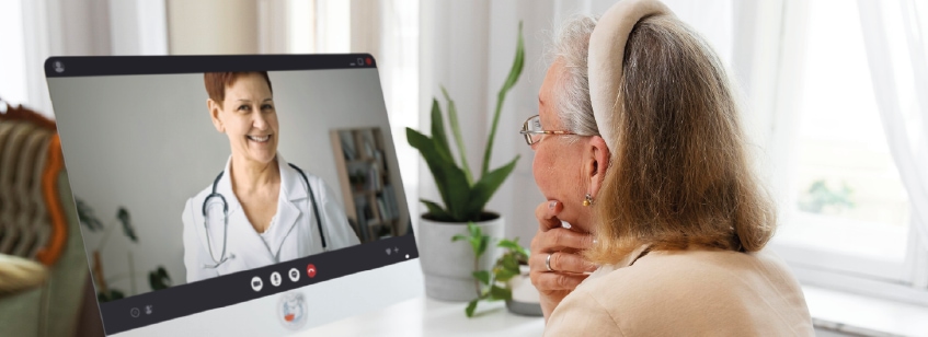 Mujer en atención de telemedicina