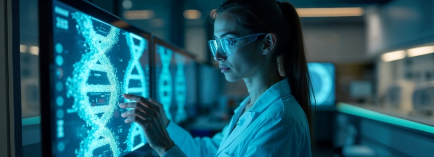 Mujer frente a pantallas