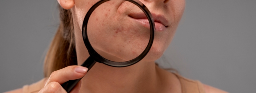 mujer con acné